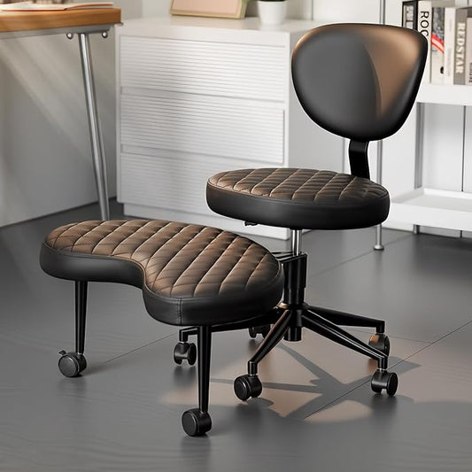 Cross Legged Office Chair, Ergonomic Criss Cross Design, Wide Comfy Desk Seat, ADHD Meditation Chair with Wheels, Adjustable Height Kneeling Chair with Back Support