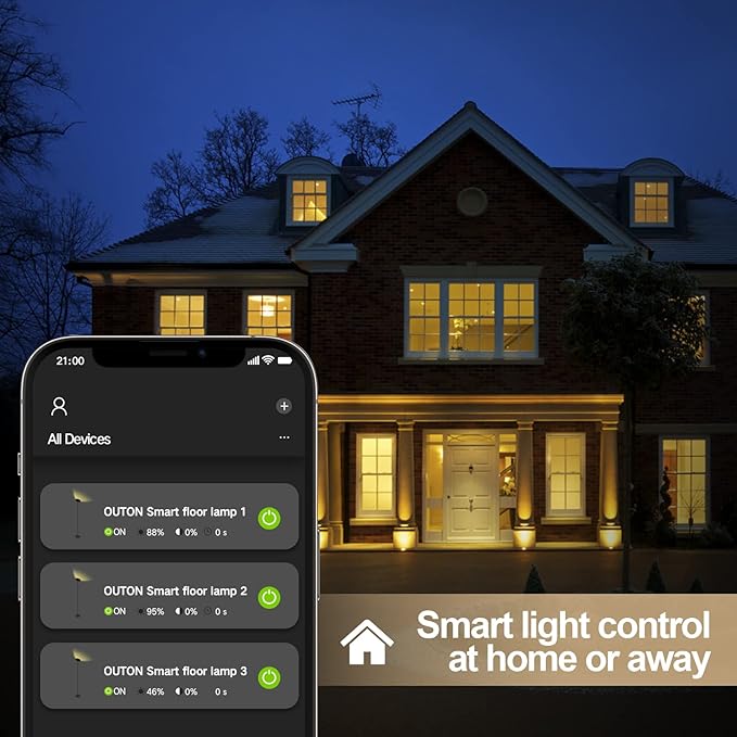 OUTON Smart LED Floor Lamp, 30W/3000LM Dimmable Bright Torchiere Sky Lamp Compatible with Alexa Google Home, WiFi Remote, Tall Standing Lamp with 4 Color Temperature for Living Room Bedroom Office