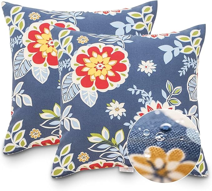 JMGBird Outdoor Waterproof Pillows 18 * 18 Inch Throw Pillows for Patio Furniture, Bed, Couch, and Sofa
