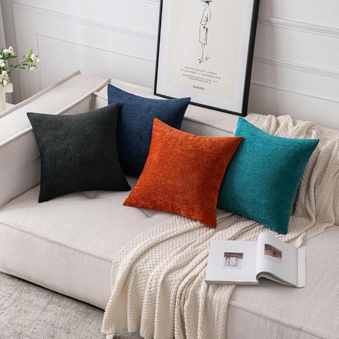 MIULEE Pack of 2 Burnt Brick Decorative Pillow Covers 12x20 Inch Soft Chenille Couch Throw Pillows Farmhouse Cushion Covers for Home Decor Sofa Bedroom Living Room