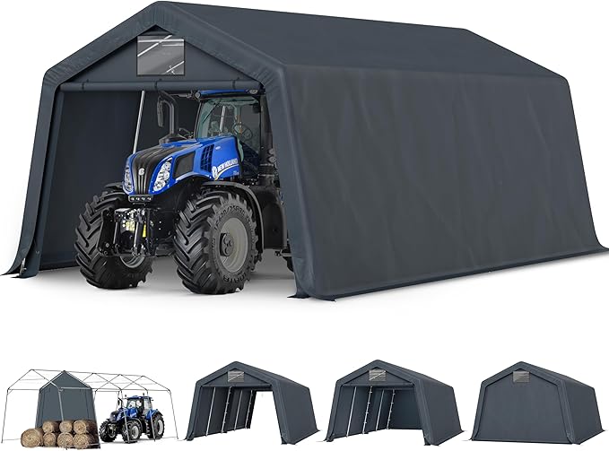 HERA'S PALACE 13x22 ft Heavy Duty Carport Portable Canopy Storage Shelter Shed with Metal Frame and Divider Curtain All-Season Tarp for Car Boat Truck Motorcycle