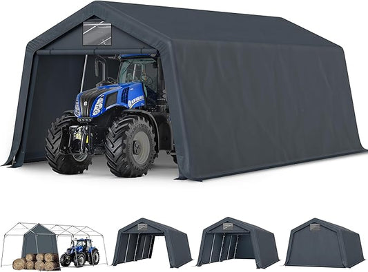 HERA'S PALACE 13x22 ft Heavy Duty Carport Portable Canopy Storage Shelter Shed with Metal Frame and Divider Curtain All-Season Tarp for Car Boat Truck Motorcycle