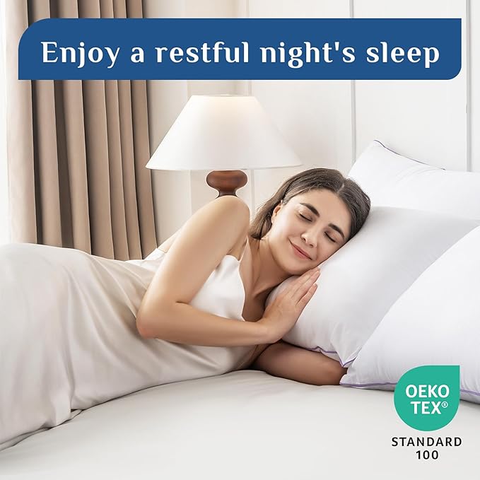 JOLLYVOGUE Pillows Standard Size Set of 4, Washable Supportive Bed Pillows with Super Soft Down Alternative Fill, Luxury Fluffy Hotel Quality for Side, Back and Stomach Sleepers