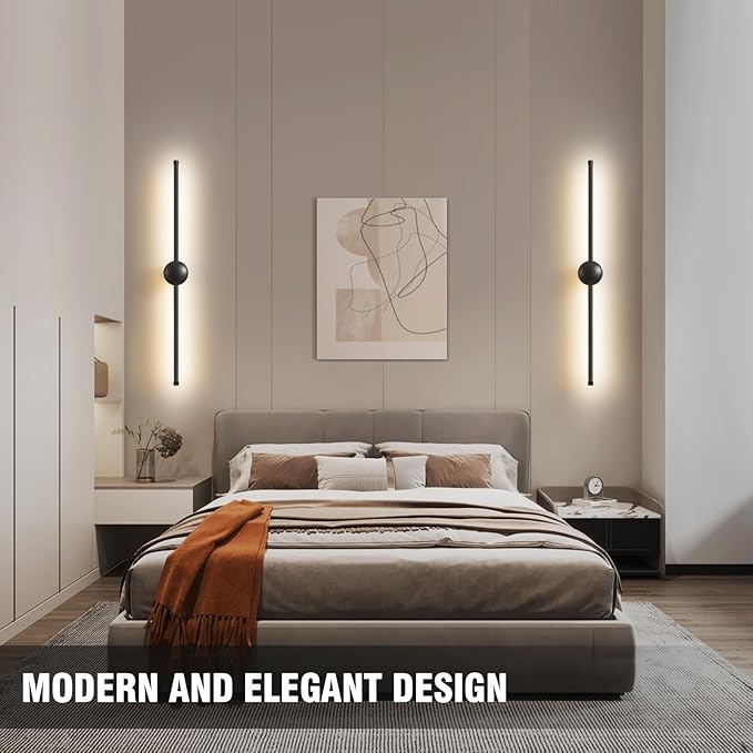 Battery Operated Wall Sconce Set of Two, Wireless Battery Powered LED Wall Lights with Remote, 360°Rotation, Rechargeable, Dimmable,Black Modern Cordless Wall Lamp for Living Room Bedroom