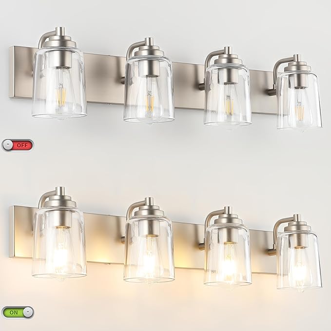 Solfart Brushed Nickel Bathroom Vanity Light Fixture 4 Lights Above Mirror