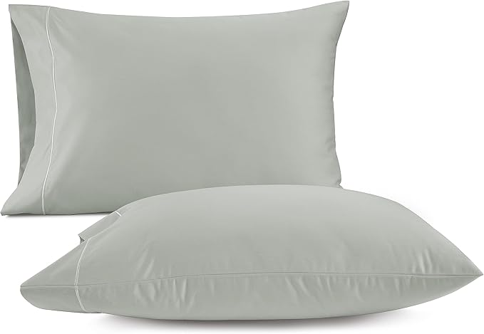 LANE LINEN 100% Egyptian Cotton Pillow Cases Queen Size Set of 2 (20"x30") - 1000 Thread Count Luxury Sateen Cotton Pillowcases Queen Size - Queen Sage Green Pillow Cases Set of 2 - Mineral