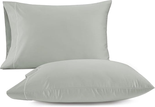 LANE LINEN 100% Egyptian Cotton Pillow Cases Queen Size Set of 2 (20"x30") - 1000 Thread Count Luxury Sateen Cotton Pillowcases Queen Size - Queen Sage Green Pillow Cases Set of 2 - Mineral