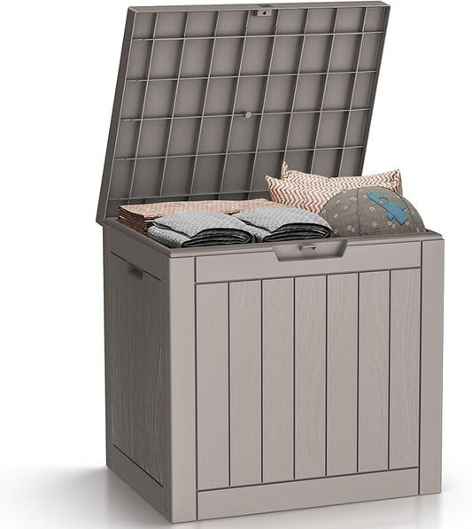 Resin Deck Box - 30 Gallon Lockable Outdoor Storage, Water-Resistant Indoor/Outdoor Bin for Package Delivery, Patio Cushions, Gardening Tools