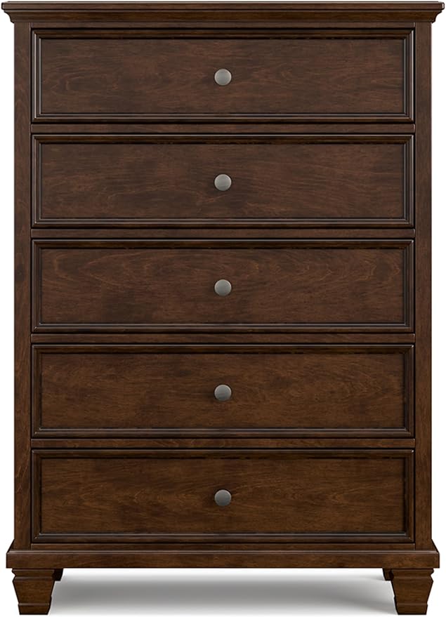 Signature Design by Ashley Danabrin Traditional 5 Drawer Chest for Bedroom, Dark Brown