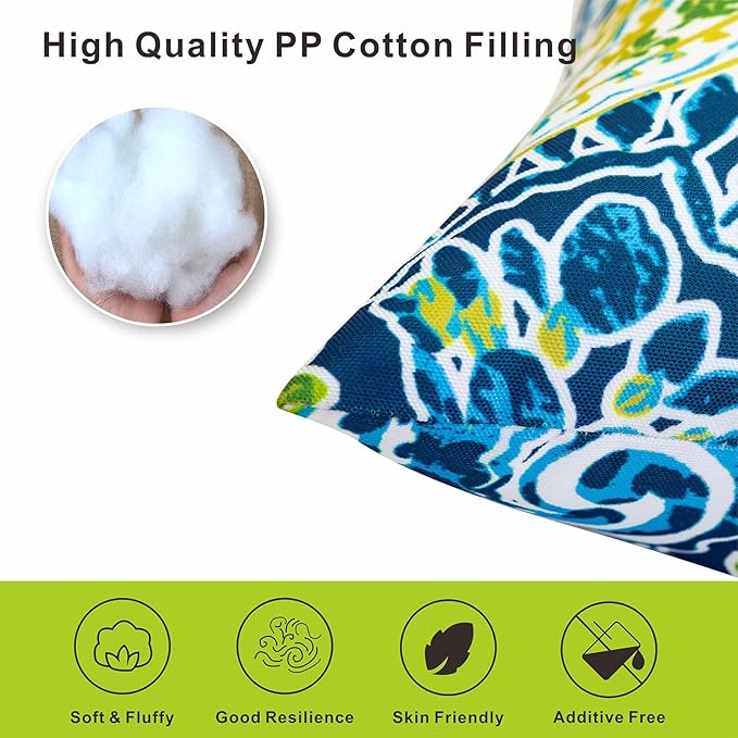 Outdoor Pillows, Pack of 2 Waterproof Decorative Throw Pillows with Inserts, 18”x18” Square Pillows for Couch, Sofa and Patio Furniture