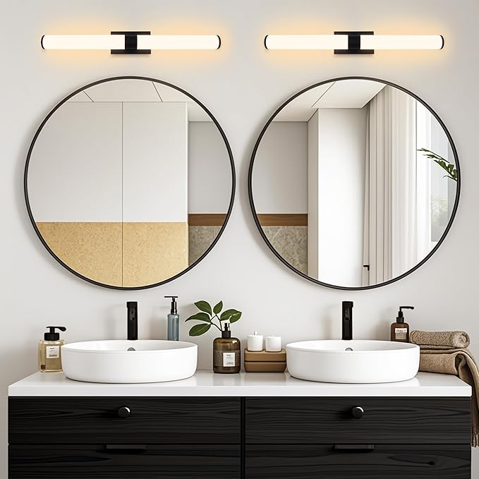 Kalium 33in Modern Wall Sconces, Dimmable Bathroom Vanity Lights, 3000K Warm White LED Indoor Sconces Lighting for Bathroom, Stairs, Living Room, Bedroom. Hardwired.