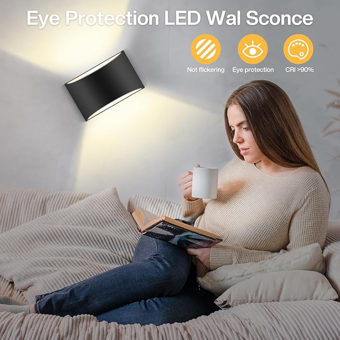 Modern LED Wall Sconces,3000K Warm White Wall Sconces Set of Two Hardwired Up and Down Wall Mount Light(with G9 Bulbs)