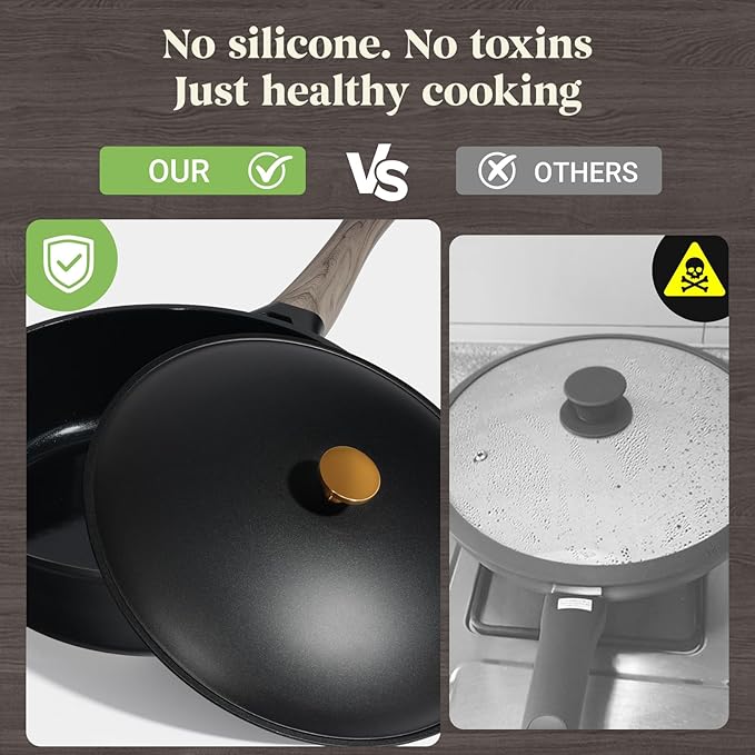 21Pcs Pots and Pans Set with Aluminum Lid, Nonstick Ti-Ceramic Cookware Sets, Induction Cookware Non Stick Cooking Set w/Frying Pans & Saucepans(PFOS, PFOA Free)-Black