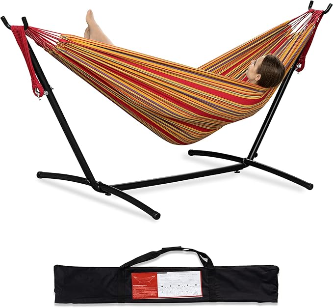 PNAEUT Hammocks and Stand Double (Red)