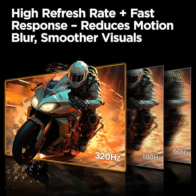 KOORUI 24.5 Inch Gaming Monitor, 1ms, 320Hz Monitor, HDR400, 95% DCI-P3, IPS Display, Adaptive Sync Compatible, Tilt Vertical Height Adjustable, VESA Mount 75x75mm, HDMI & DisplayPor, G2511E