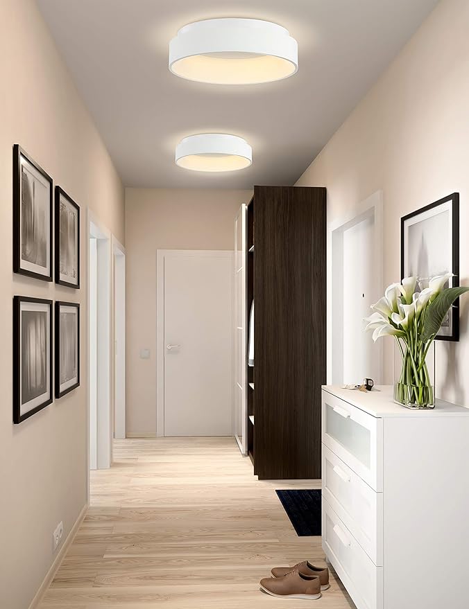 JONATHAN Y JYL7206A Ring 17.7" Integrated LED Flush Mount, Modern, Contemporary, Dimmable, 3000K Cozy Warm Light Kitchen,Hallway,Bathroom,Stairwell, White