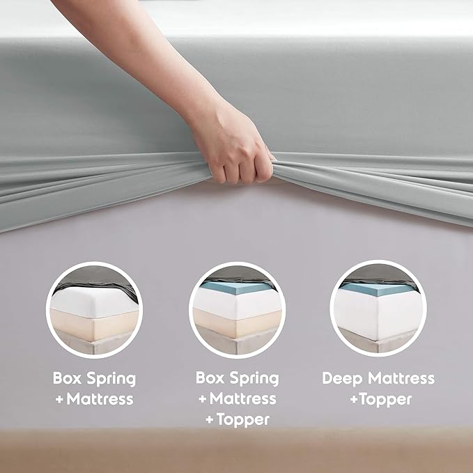 Nestl California King Sheet Set - 1800 Ultra-Soft Microfiber Cal King Bed Sheets - Double Brushed - Deep Pockets - Easy Fit - 4 Piece Set - Bed Sheets (California King, Light Grey)