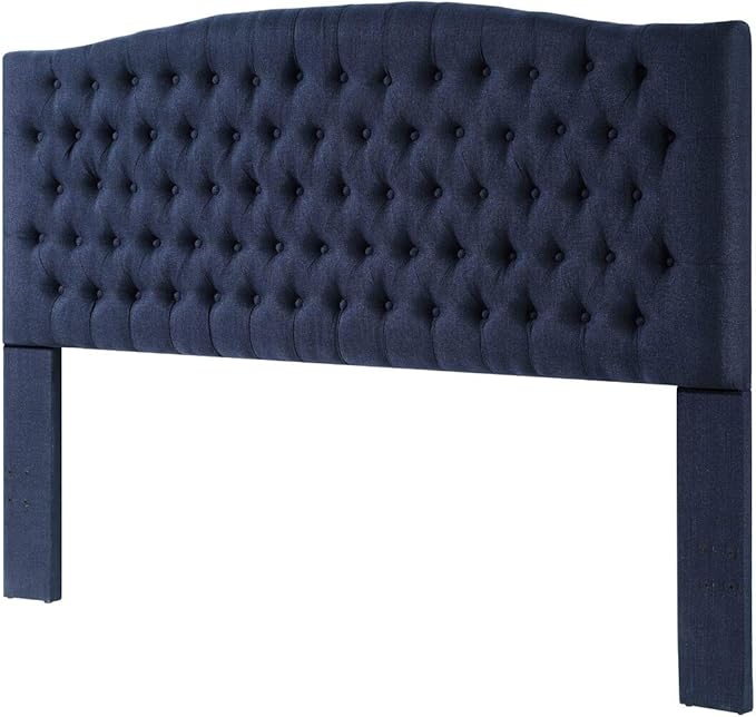 24KF Upholstered Tufted Button Linen Fabric Headboard,Comfortable Fashional Headboard King/CA King Size,Navy Blue