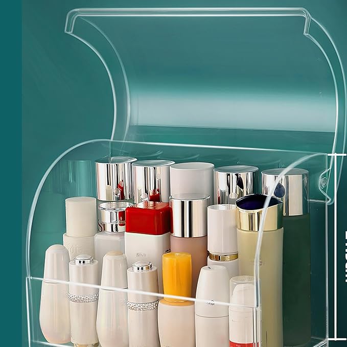 Clear Large Acrylic Makeup Organizer with Lid Cosmetic Storage Drawers Portable Makeup Organizers Dustproof and Waterproof Box for Women 14 inches