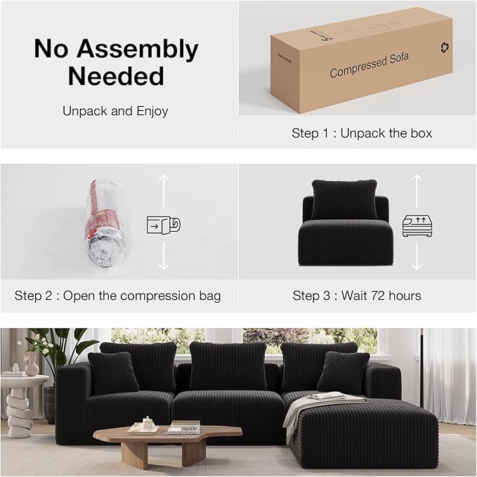 Novilla Modular Sectional Sofa, Modern Cloud Sectional Couch with Smarts Coil™ Support, Upholstered Boneless Couch for Living Room Apartments Bedroom, No Assembly Required (Right-arm Seat)