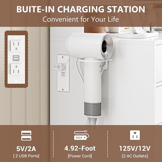 Vanity Desk with Mirror and Lights Makeup Vanity Desk with Lights 3 Colors 38" Dressing Table with Drawer and Cabinet for Bedroom Transparent Glass Top Power Outlet for Bedroom White