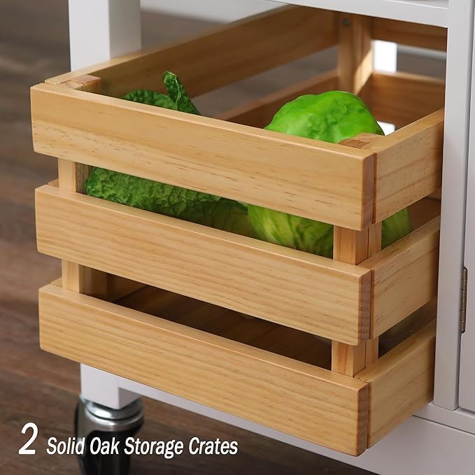 PHI VILLA Kitchen Island Cart on Wheels - Rolling Kitchen Table with Storage