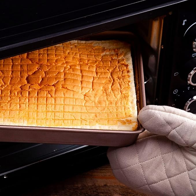 2 Pack Baking Sheet Pans, Deep Size Baking Pan Nonstick Cookie Sheet Brownie Cake Pan Bread Pan Toaster Oven Tray Bakeware, 8.6 x 6.6 x 1.7 Inches