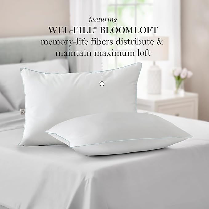 MARTHA STEWART Bed Pillow, Standard, White 2 Count