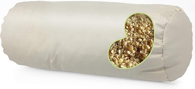 Bean Products WheatDreamz Neck Roll Pillow - Made in USA - Organic Cotton Zippered Shell with Organic Millet - 5" x 14"…