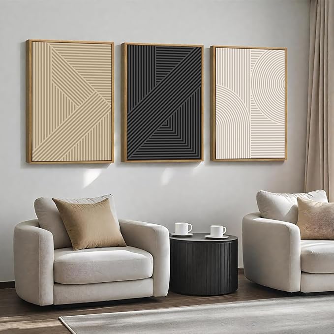 BINCUE Neutral Abstract Wall Art Decor Minimalist Modern Wall Paintings Artwork for Living Room Bedroom Bathroom 16x24 Inch Set of 3