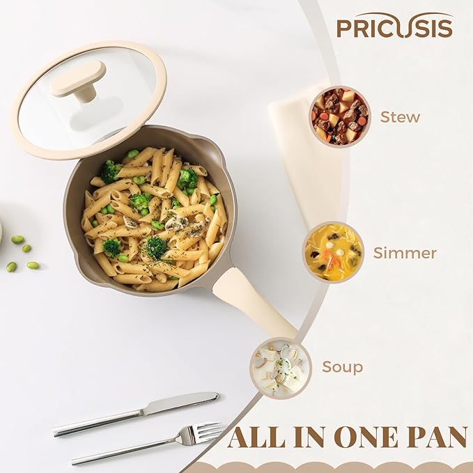 Nonstick Saucepan Set with Lids, 2QT and 2.7QT Sauce Pan Set, Non Toxic Sauce Pots with Pour Spouts for Multipurpose Use, PFOA Free, Induction Compatible Apricot