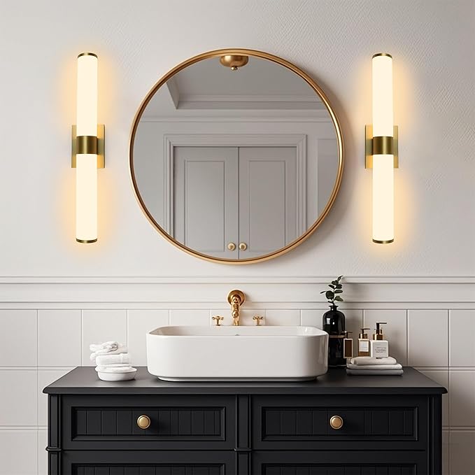 Kalium 24in Modern Wall Sconces, Dimmable Bathroom Vanity Lights, 3000K Warm White LED Indoor Sconces Lighting for Bathroom, Stairs, Living Room, Bedroom. Hardwired.