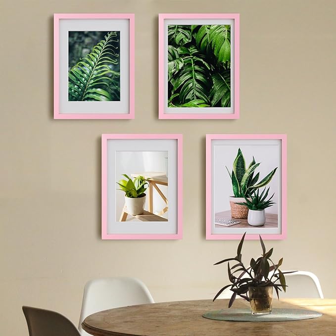 Egofine 12x16 Picture Frame with Plexiglass, Display Pictures 9x12/11x14 with Mat or 12x16 Without Mat for Wall Mounting, Pink