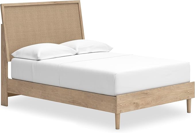 Signature Design by Ashley Cielden Farmhouse Full Panel Platform Bed, Foundation or Box Spring Not Needed, Light Brown