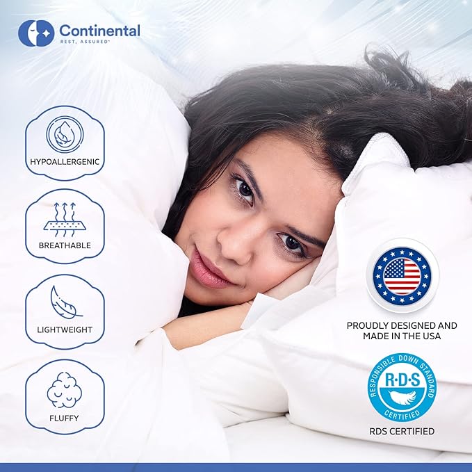 Serenity 700 Fill Power White Goose Down European Comforter - Hypoallergenic Fluffy, Lightweight Blanket Bedding - Made in The USA - Twin Size 68 x 86 Inches (Summer Weight, Twin)