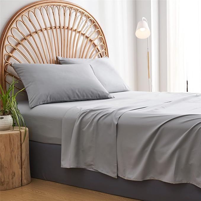 KAKIJUMN Grey Tufted Comforter Set King Size 7 Piece Bed in a Bag, Shabby Chic Boho Comforter and Sheet Set, Pom Pom Textured Bed Set, All Season Soft Microfiber Complete Bedding Set(Grey,King)