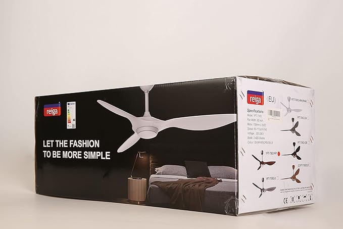 reiga 52 Inch ETL Listed High CFM Quiet DC Motor Smart Ceiling Fans with Lights Remote Control, Indoor 3 Blade Modern Ceiling Fan for Living Room Bedroom Farmhouse