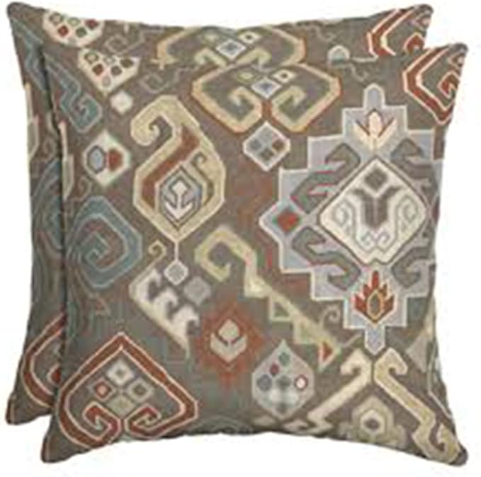 Comfort Classics Set of 2 Indoor/Outdoor Throw Pillow 14" x 14" x 4" in Polyester Southwestern Saddle Inc.
