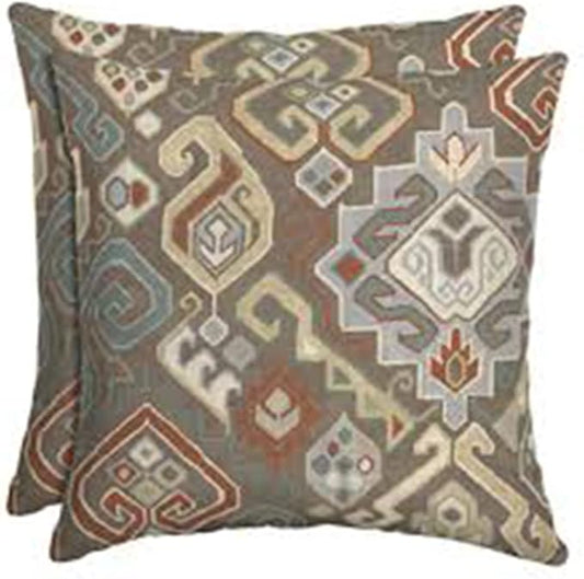 Comfort Classics Set of 2 Indoor/Outdoor Throw Pillow 14" x 14" x 4" in Polyester Southwestern Saddle Inc.