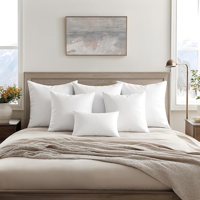 MIULEE Throw Pillows Inserts, Pack of 4 22x22 Inch 100% Virgin Fiber Filling Bed Couch Pillows