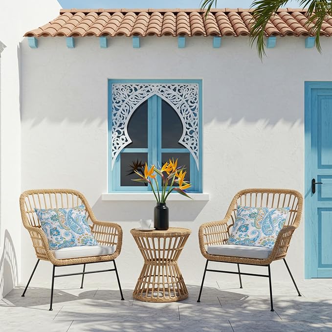 Throw Pillows Waterproof 18×18 Inch with Insert, Decorative Toss Pillows Set of 2, Rain-Proof, Fade Resistant for Patio Furniture, Sofa, Couch, Garden