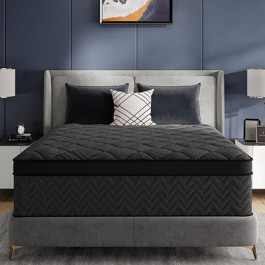 King Size Mattress, 14 Inch Luxury Hybrid King Mattress in a Box, Medium Firm Mattresses with Cooling Gel Memory Foam & Pocket Springs, Double Additional Support, 365-Night Trial