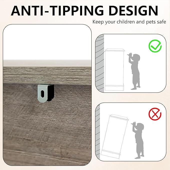 Farmhouse Dresser 9 Drawer, Bedroom Chest of Drawers, Dressers with 9 Drawers, Wooden Dressers for Bedroom, Living Room, Tv Stand, Entryway (Grey-9 Drawers)