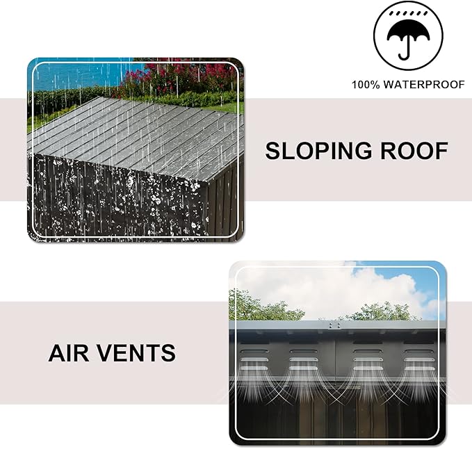 Domi Outdoor Storage Shed 6' x 4', Metal Waterproof Tool Shed Utility Storage House with Double Lockable Doors & Air Vent for Backyard Garden Lawn Patio