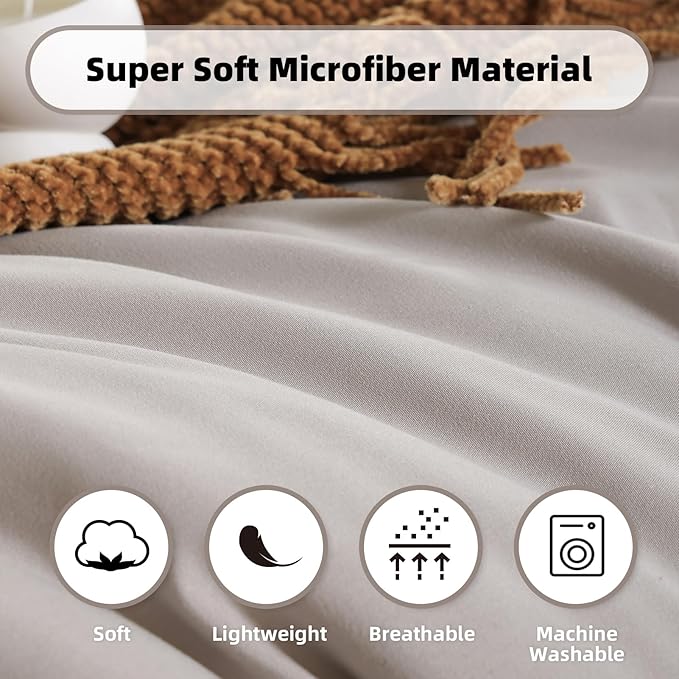 weigelia Twin Comforter Set 5 Pieces LinenGrey Bedding Set All Season Soft Lightweight Comforter Set Bed in a Bag Twin Set with Comforters, Flat & Fitted Sheets, Pillowcases & Shams