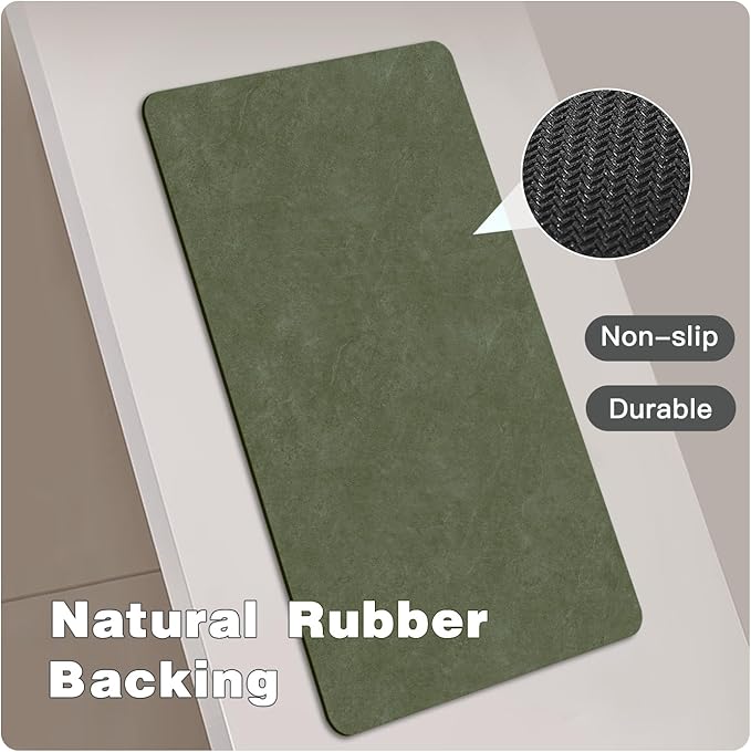Bathroom Mat Quick Dry, Bathroom Rugs Non Slip Washable Thin Absorbent Bath Mat Fits Under Door Bathroom Floor Mat Perfect for Bath, Shower, or Sink 36"x48" Sage Green