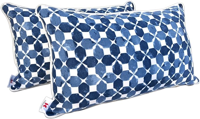 Pack of 2 Patio Lumbar Pillows, 12"x20" Fade Resistant Outdoor Waterproof Lumbar Pillow with Inners, Decorative Garden Lumbar Cushions for Home Patio Terrace Sofa Use