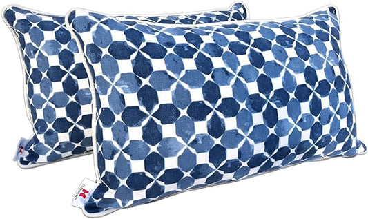 Pack of 2 Patio Lumbar Pillows, 12"x20" Fade Resistant Outdoor Waterproof Lumbar Pillow with Inners, Decorative Garden Lumbar Cushions for Home Patio Terrace Sofa Use