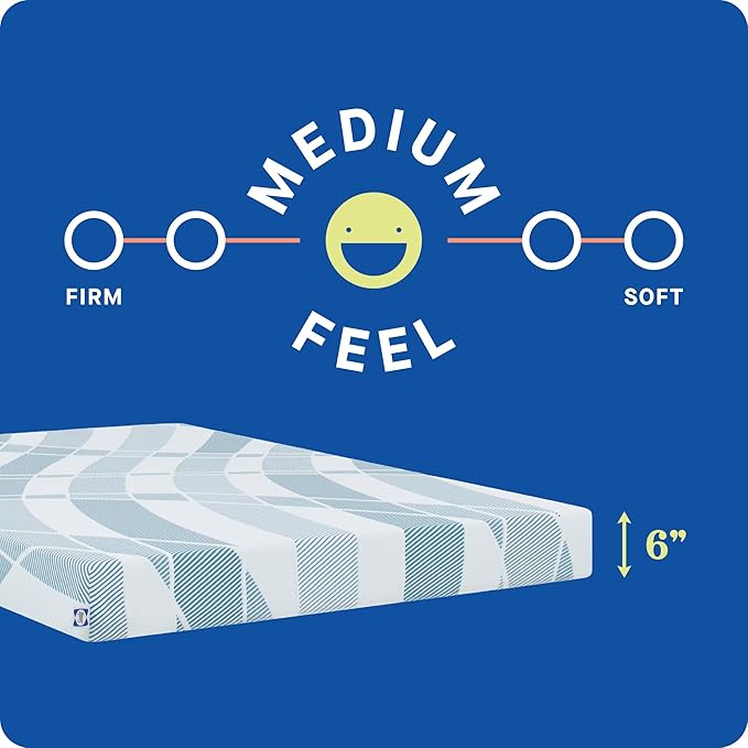 Sealy Dreamlife 6” Foam Mattress-in-a-Box, Twin, SealyComfort Gel Memory Foam, Surface-Guard Technology, Breathable Comfort