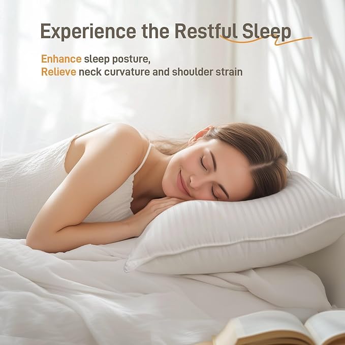 Hypoallergenic Cotton Cover with Soft Down Alternative Pillow, Standard/Queen Size, Luxury Hotel Quality, Ideal for Side, Back and Stomach Sleepers, Oeko-TEX Certified